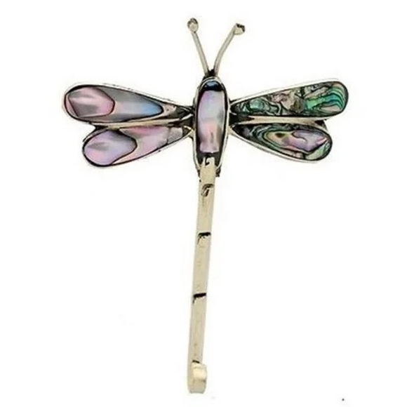 2/$30 Sterling Silver Alpaca Mexico Dragonfly Blue Green Abalone Brooch - Picture 3 of 7
